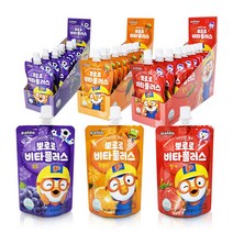 팔도 뽀로로 비타플러스 음료 100ml 11개 포도 딸기 오렌지, 11팩, 혼합(랜덤)