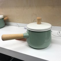 나무 법랑 작은 감성 냄비 냄비 손잡이 스튜 우유 일본식 냄비 수프 IKEA, 1.5리터
