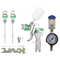 에어레귤레이터 Nasedal-HVLP 스프레이 건 및 공기 조절기 게이지 오일-물 분리기 필터 600ml 컵 1.4mm 2., 01 Green Kit