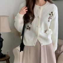 브이와이 VY 여자 FW 귀여운 스웨터 캐쥬얼 크로쉐 가디건