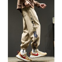 바지 남성 봄 가을 유행 브랜드 자수 남성 캐주얼 바지 미국 하이 스트리트 트렌드 오버올 바지
