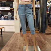 뱅뱅 여성 7부 신축성이 뛰어난 밴딩 청바지 NQG515