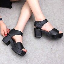 키작녀 여름 데일리 슈즈 앞트임 통굽 샌들힐 구두