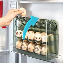 계란보관함 30구 자동폴딩 계란트레이 유통기한확인 대용량, 그린