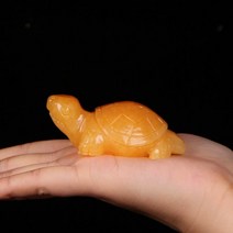 풍수 장수 비취 평안기원 황옥 거북이 옥 조각 장식품 6종, 8cm 거북