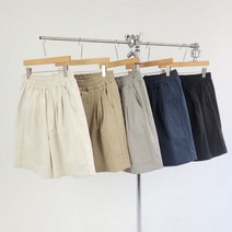 레어코드 베이직 캐주얼 핀턱 포인트 남녀공용 와이드 버뮤다 팬츠 5부 반바지