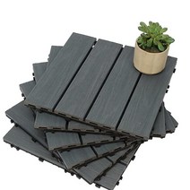 Famobay 목재 플라스틱 합성 파티오 데크 타일 (30.5cm x 30.5cm(12인치 x 12인치) 6개 3D 공동 압출 다크 그레이) DIY 인터로킹 데크 타일 바닥, 6, 12