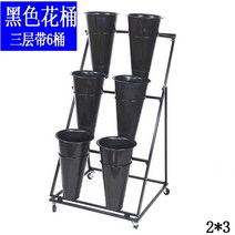 꽃가게진열대 철제 스탠드 생화 꽃 꽃가게 꽃다발 향수 다층 화분, 큰, B.3단(블랙배럴6개포함)블랙프레임