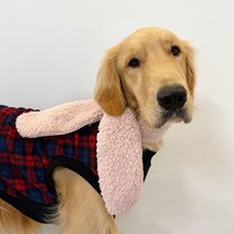 도기스타 소형 중형 대형견옷 플리스 티셔츠+털목도리 세트, 체크빨강