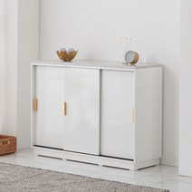 18 / 23T LPM 미닫이 슬라이딩 도어 와이드 선반 3단 거실 수납 정리함 H 800, 화이트