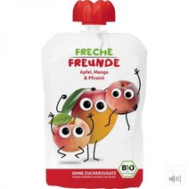 독일 Freche Freunde squeezes apple mango peach 스퀴즈 사과 망고 복숭아 이유식 100g 4개
