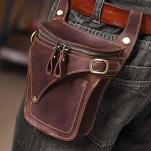 레그백 파우치 힙색 승마 가죽 백 바이크 배달 허리 보조가방, 라이트 브라운 단품