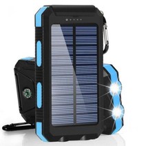 휴대용 태양광 휴대폰충전기 캠핑충전기100000mAh 휴대용 외부 충전 보조베터리, 파란색