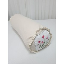 안나홈 패치 광목 원베개, 베개커버(솜포함), 네추럴베이지(레드자수)