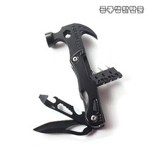 LED 후레쉬 다용도 멀티툴 망치 헤머 멀티톨 후레쉬망치 스테인리스 망치타입 캠핑공구 탈출도구 인명구조, 블랙