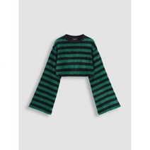 샵사이다 CIDER Striped Bell Sleeve Crop Sweatshirt 565522