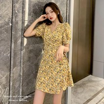 반팔 러블리 겨울 로맨틱 봄 미니랩원피스 가을 브이넥 플라워