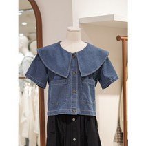 오조크 FORMCBA509P 빅카라 청 블라우스