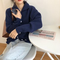 FANSYLI 여자 루즈핏 니트 카디건 봄 가을 니트 코트 2A3