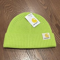 carhartt 칼하트 와치캡 숏 골지 니트 코튼 커프 비니, 형광 녹색
