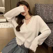 [레티고] 간절기 브이넥 빈티지 긴팔 가디건