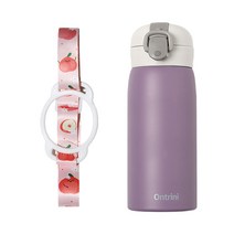 온트리니 원터치 보온보냉 스텐 텀블러 350ml 스트랩세트, 퍼플