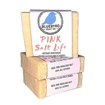 Bluebyrd Soap Co. 심황 비누 바 100% 모든 천연 유기농 강황 세안 미국 만든 페이스 비누로 모공 다크 스팟 피부를 밝게 여드름 주름 감소 정화 브라이트닝 페이셜, 핑크 솔트, 5온스(3팩)