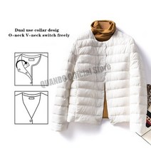 경량 패딩 여성 라이너 오리 다운 재킷 o-넥 가변 v-넥 2022 새로운 여성 겨울 따뜻한 칼라리스 초 퀼트 코트