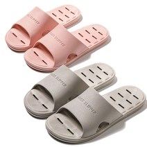 디오바스 미끄럼방지 PVC 화장실 슬리퍼 물빠짐 욕실화 실내화 남성 여성 2개 세트, 핑크M(여자)+그레이L(남자)