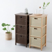 마켓 원목 라탄 서랍 수납장 3단 서랍장, 내츄럴