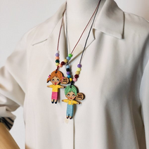 걱정인형 목걸이 2개 만들기 세트(우드인형 남자1개 여자1개 ＋목걸이끈 2개분량＋꾸미기재료 2개분량＋실3개)