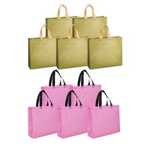 에클리츠 단색 코팅 부직포 쇼핑백, 카키+핑크(대), 10개입