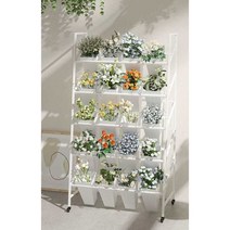 꽃 진열대 계단식 선반 거치대 꽃다발 꽃집 전시대, 3단 골드프레임+ 블랙 통(12개) 이미지참조