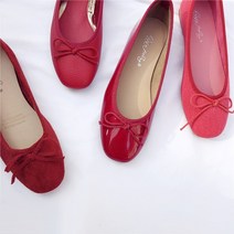 발그레한 레드톤 단화 나비 웨딩화 플랫 임산부화 단화