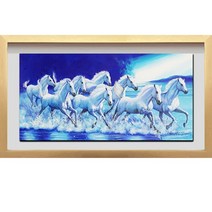 (진품) 국내 유명 작가 김일엽 화백 백말 백마도 말그림 팔마도 백마 그림 사무실 거실 현관 침실 부자되는 풍수 생기 백마 액자 풍수에좋은 돈들어오는그림 연화랑, 5번액자