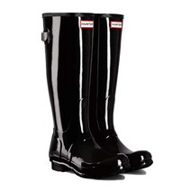 [헌터] 레인 부츠 장화 뒤 조정 가능 ORIGINAL BACK ADJUSTABLE GLOSS WFT1001RGL BLACK US8(25.0cm) [품]