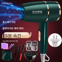 미용실 고출력 3000W 드라이기 가정용 기숙사 대풍력 5000W 전기 드라이 냉온풍 헤어케어, 에메랄드그린40Million음이온나인플러스매니큐어T