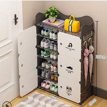 MBH 신발 캐비닛 간단하고 간단한 작은 가정용 도어 도어 다층 조립 보관 통로 도어 신발 랙 수납장 3단수납장 모듈수납장 미니수납장, 3열6레이어 울타리