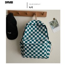 DFMEI 책가방 여 클래식 바둑판 체크 백팩