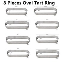 SHENHONG 생과자 타트 금형 디저트 팬 실리콘 케이크 곰팡이 굽기 무스 Tartlet 장식, [20] 8PC Oval Tart Ring