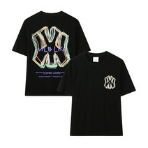 Yankees T-shirt 트레셔 플레임 로고 여름철 순면 반팔 연필 스케치