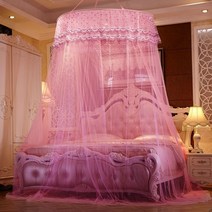 하늘하늘 레이스모기장 캐노피모기장 침대 핑크, 상세페이지 참조
