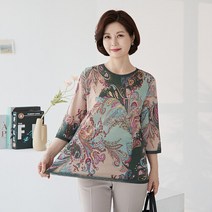 마담4060 엄마옷 끝단배색티셔츠-XTE203031-