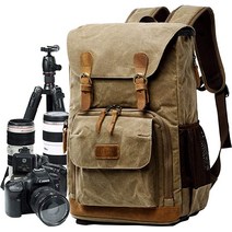 작가 DUI 왁스 칠한 캔버스 카메라 케이스 배낭 남성 여성 방수 DSLR 가방 15.6 인치 노트북 구획 빈티지 내구성 가죽 필드