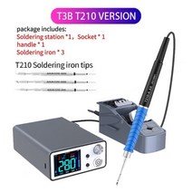 JCID-Aixun T3A T3B 지능형 용접 스테이션 납땜 인두 T115 T245 T210 핸들 팁 SMD BGA 수리, [02] T3B T210, [02] 220V