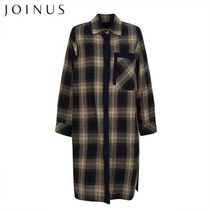 조이너스 앞포켓 배색 체크무늬 롱 셔츠-JF19RB3103038A