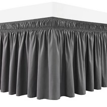 RIMELA 베드 스커트 랩 어라운드 엘라스틱 더스트 러플 단색 주름 및 변색 방지 조절 가능한 탄성 벨트 쉬운 설치 실버 그레이 킹 & 캘리포니아 킹 사이즈 38.1cm(15인치