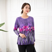 엄마옷 모슬린 튤립 긴팔 라운드 티셔츠 TS108017마담 미시옷 50대 중년여성의류 60대 엄마옷 빅사이즈 할머니옷 여성옷