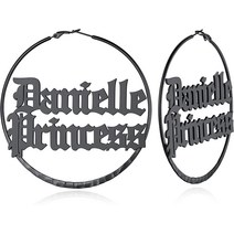 심플 귀걸이 Custom4U Double Name Hoop Earrings Big Layer Nameplate Circle Customized Jewelry Birthd