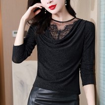 라이브 레깅스 여성 반짝이 상의 브이넥 긴팔 슬림 티셔츠 패션 양기 티셔츠